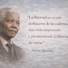 Imagen de Nelson Mandela con un texto con la frase de la que se habla a la izquierda