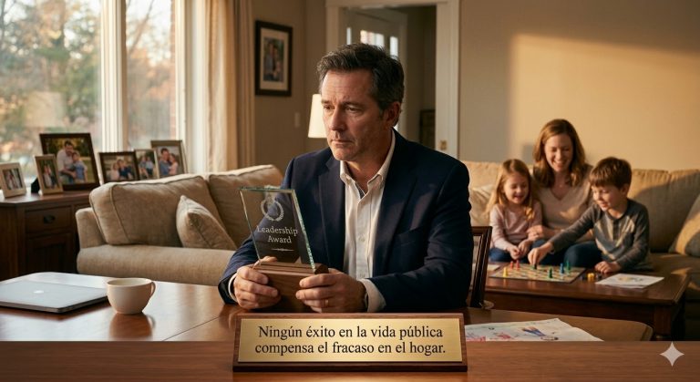 Reflexión sobre el éxito en la vida pública y el bienestar en el hogar.