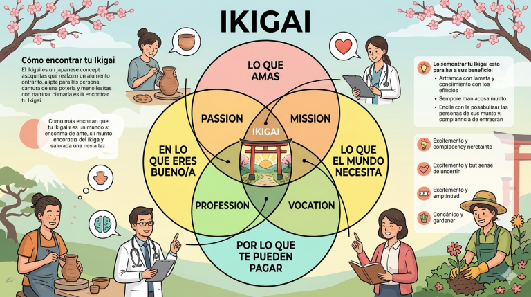 el ikigai. Traducido literalmente como "la razón de vivir" o "aquello que hace que valga la pena levantarse por la mañana", el ikigai no es solo un destino, sino un proceso continuo de autodescubrimiento. Para quienes buscan encontrar el propósito de vida, esta filosofía ofrece un mapa claro para equilibrar lo que amamos con lo que el mundo necesita.