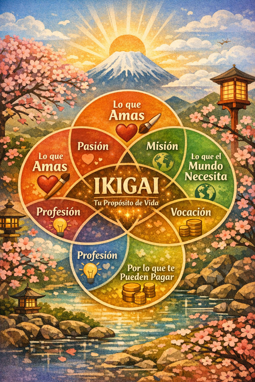 El concepto de ikigai significado y origen japonés ha ganado popularidad en todo el mundo como una filosofía de vida que ayuda a las personas a encontrar sentido, equilibrio y motivación diaria. En la cultura japonesa, el ikigai y propósito de vida personal no se entiende como una meta lejana, sino como una razón para levantarse cada mañana. Esta idea conecta pasión, vocación, misión y profesión en un punto de equilibrio que puede transformar la forma en la que vivimos y trabajamos. El Significado Profundo del Ikigai en la Vida Moderna El ikigai filosofía japonesa de vida plena no es simplemente una tendencia de bienestar, sino una herramienta cultural profundamente arraigada en Japón, especialmente en Okinawa, una región conocida por su longevidad. Muchas personas buscan el ikigai cómo encontrar tu propósito de vida para dar sentido a su rutina diaria, mejorar su salud mental y reducir el estrés. En un mundo acelerado, este enfoque invita a detenerse y reflexionar sobre lo que realmente importa. Origen Cultural del Ikigai y su Evolución El ikigai origen en Okinawa Japón longevidad se asocia con la alta esperanza de vida de sus habitantes, quienes atribuyen su bienestar a tener un propósito claro. A diferencia de otras filosofías occidentales centradas en el éxito externo, el ikigai equilibrio entre pasión vocación misión y profesión se enfoca en la armonía interna. Esta visión ha evolucionado hasta convertirse en una guía global para el desarrollo personal y profesional. Ikigai y su Impacto en la Salud Mental y Emocional El ikigai bienestar emocional y salud mental positiva está relacionado con la reducción del estrés, la ansiedad y la sensación de vacío existencial. Cuando una persona descubre su ikigai y sentido de vida diario, experimenta mayor motivación y resiliencia ante los desafíos. Estudios sobre bienestar han demostrado que tener un propósito claro puede mejorar la calidad de vida y aumentar la satisfacción personal. Cómo Encontrar tu Ikigai y Aplicarlo en el Día a Día Descubrir el ikigai cómo descubrir tu propósito personal requiere un proceso de introspección profunda. No se trata de una respuesta inmediata, sino de un camino que combina reflexión, experiencia y autoconocimiento. Muchas personas utilizan diagramas de cuatro círculos para identificar lo que aman, lo que saben hacer, lo que el mundo necesita y por lo que pueden ser remunerados, dando forma a su ikigai herramienta de autoconocimiento y desarrollo personal... El Ikigai como Camino hacia una Vida Plena y Consciente Adoptar el ikigai estilo de vida consciente y propósito diario implica integrar pequeñas acciones que reflejen lo que realmente valoramos. No es necesario realizar cambios radicales, sino ajustar la forma en la que vivimos cada día. El ikigai filosofía de felicidad duradera japonesa nos enseña que la plenitud no se encuentra en grandes logros, sino en la coherencia entre lo que somos y lo que hacemos. En conclusión, el ikigai significado profundo y aplicación práctica es mucho más que una idea inspiradora: es una herramienta poderosa para construir una vida con sentido. A través de la reflexión constante y la conexión con nuestras pasiones y talentos, podemos acercarnos a una existencia más equilibrada, consciente y satisfactoria.