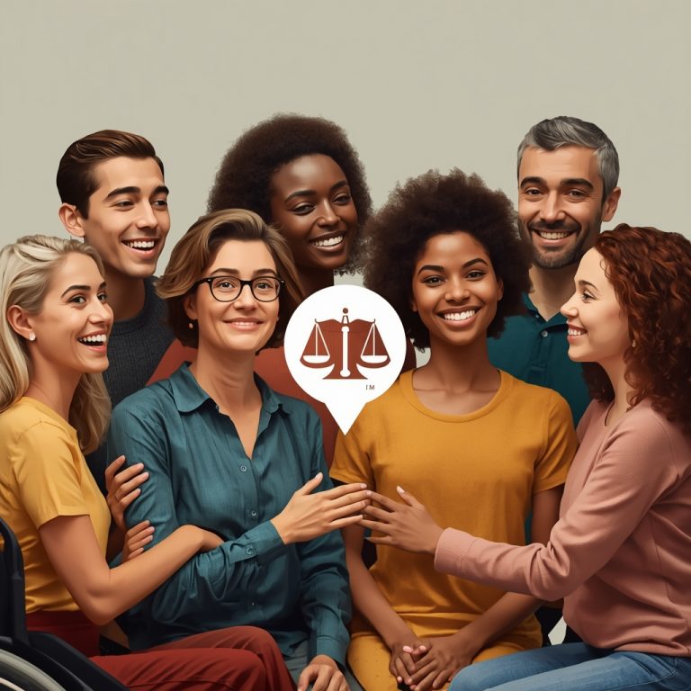 Imagen que representa la equidad con varias personas