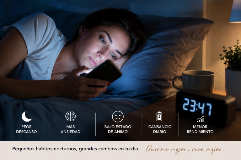 Cada noche se repite una escena muy común: llegar cansado, acostarse con intención de descansar y coger el móvil “solo cinco minutos”. Ese gesto, aparentemente pequeño, puede afectar al descanso nocturno, al bienestar emocional y a la calidad del sueño. El uso del móvil antes de dormir suele empezar como una forma de desconectar, pero muchas veces termina alargando la noche entre redes sociales, mensajes, noticias, vídeos cortos o correos pendientes.