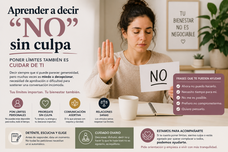 Hay personas que parecen estar siempre disponibles. Responden mensajes fuera de horario, aceptan favores aunque están agotadas, cubren tareas que no les corresponden y cambian sus planes para evitar que alguien se moleste. Desde fuera, esa actitud puede parecer generosidad. Sin embargo, muchas veces esconde miedo a decepcionar, necesidad de aprobación y dificultad para sostener una conversación incómoda. Aprender a decir no no significa volverse frío ni egoísta. Significa empezar a vivir con más verdad, más respeto propio y más bienestar emocional.